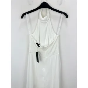 Lulus Love Speaks White Lace Halter Maxi Romper Wedding Bridal Medium NWT thumbnail 9