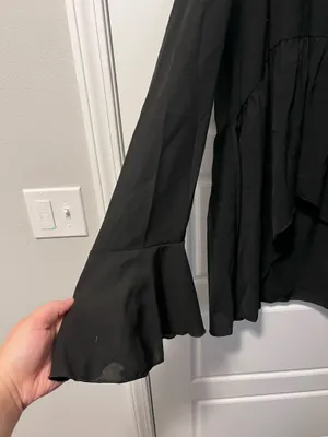 Shein high low long sleeve peplum top thumbnail 2
