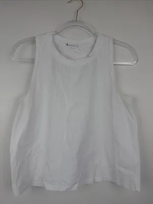 Laslulu White Crop Tops Sleeveless Workout Tank Top Racerback Cropped Flowy M thumbnail 3