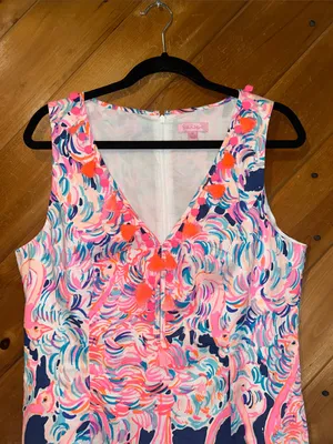 Lilly Pulitzer Head in the sand Flamingo Cabrey shift dress w pom pom accents thumbnail 8