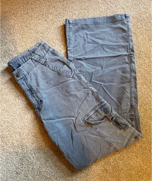 American Eagle Grey/Blue Super High Rise Baggy Wide Leg Stretch Cargo Pants thumbnail 1