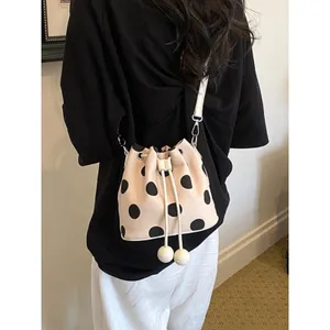 Chic Carryalls Polka Dot Drawstring Bucket Crossbody Bag thumbnail 4