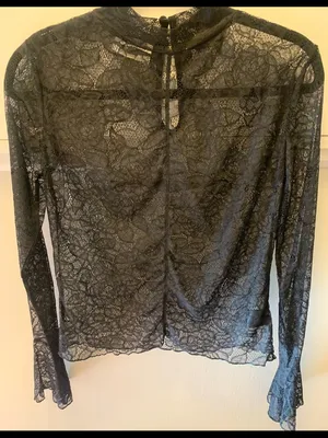 Urban Outfitters Black Lace Mock Neck Long Sleeve Top thumbnail 3