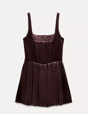 Zara Dress mini corset Velvet in Rich Purple Wedding party holiday thumbnail 10