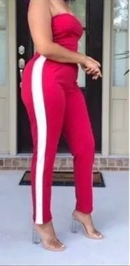 Capella crop top pants set. Red and white. SM NWOT thumbnail 1