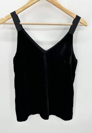 J.Crew Top Women XXS Black Drapey Velvet V-Neck Sleeveless Camisole‎ thumbnail 1