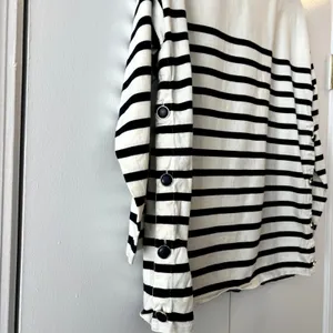 Sezane Noan Mariniere Striped Top Long Sleeve 100% Cotton Size M Cream Navy thumbnail 4