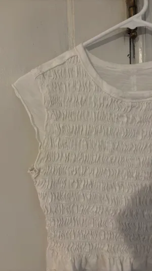 Cap Sleeve Smocked Shirt Ruffle Hem  thumbnail 2