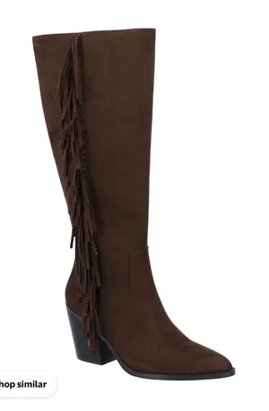 Time And Tru Brown Suede Fringe Boots Size 6 thumbnail 1