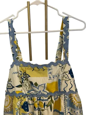 Sun Lemon Print Rick-Rack Scalloped Balloon Dress coastal vacation resortwear thumbnail 4