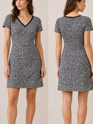 Tory Burch Marbled Tweed Preppy Academia V-Neck Mini Dress thumbnail 11