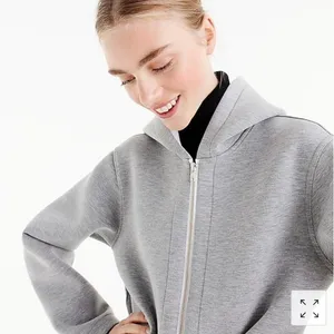 J.Crew Womens Gray Scuba Neoprene Hooded‎ Zip Up Jacket Sweat-Wicking S thumbnail 3