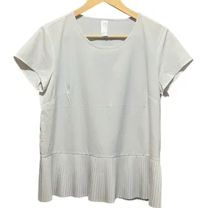 SPANX‎ Yes, Pleats! Performance Tee Shirt White Cloud size Medium thumbnail 1