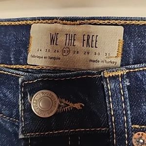 Free People we the free RARE button fly raw hem blue skinny high rise jeans 27 thumbnail 5