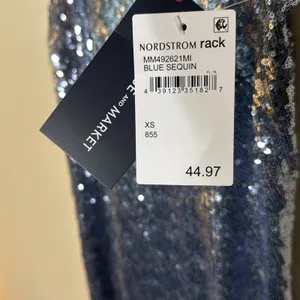 Melrose and Market Blue Sequin Cocktail Mini Dress Size XXS thumbnail 5