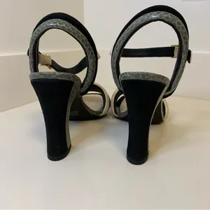 Tory Burch Puffed Up Suede and Snakeskin Embossed Leather Sandal NWOB Size 9 thumbnail 5