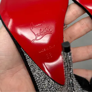 Christian Louboutin Arch Queen Strass Suede Stiletto Sandal Heels Sexy Black 38 thumbnail 14