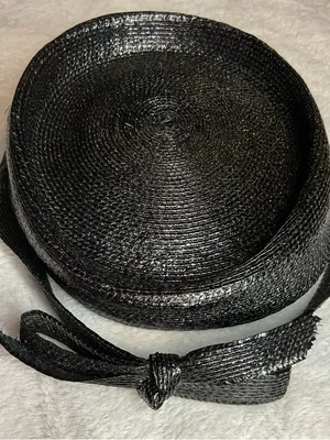 Vintage Rochelle Originals Black Straw Boater Hat | Classic Elegant Bow thumbnail 5