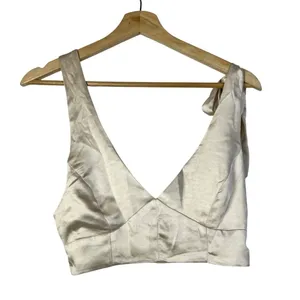 Lioness‎ Champagne Beige Satin Tie Strap Escape Artist Crop Tank Top XS thumbnail 2