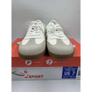 New J Sport Cecily Women’s Sneaker Suede White/Grey Low Top Shoes Size 7 US thumbnail 2