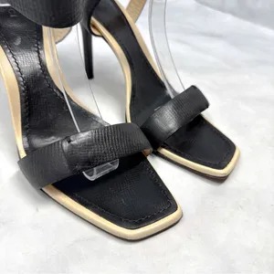 GUCCI Vintage Y2K Leather Square Open Toe Strappy Stiletto Heel Sandal Black 9.5 thumbnail 5