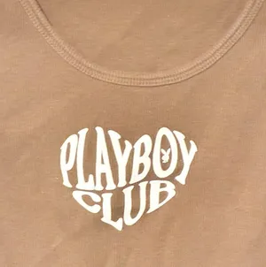 Playboy Size Medium Chocolate Brown Ribbed Cropped Tank Top Heart Graphic thumbnail 2