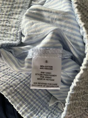 Blue White Striped Cherry Pajama Shorts Womens Small Cotton Coquette Coastal thumbnail 4
