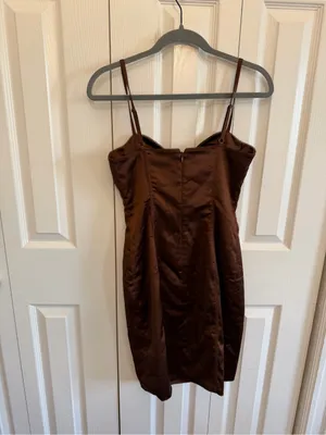 Aritzia Wilfred Bustier Dress Satin Brown Homecoming Size 6 thumbnail 3