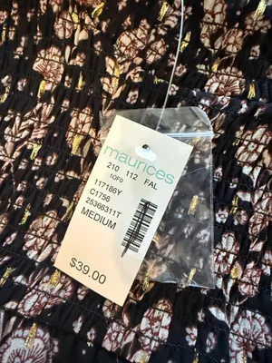 NWT Maurices Black Floral Strapless Maxi Dress Size Medium thumbnail 2