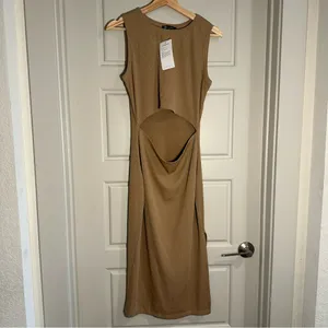 Women's Midi Bodycon Side Slit Sleeveless Cut Out Dress‎ Medium thumbnail 4
