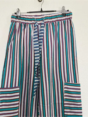 NEW Bohemian Striped Wide Leg Pants Small thumbnail 2