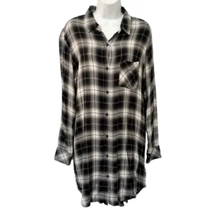 Rails Black White Plaid Button Down Long Sleeve Bianca Soft Shirt Dress size M thumbnail 2