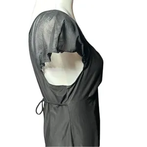 Bisou Bisou Intimates Black v - Neck Top with Sheer Details Sz Large thumbnail 9