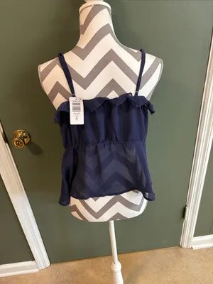 torrid Navy Ruffle Tie-Front Spaghetti Strap Cami thumbnail 2