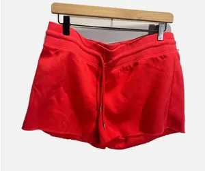 Abound Sweat Shorts Womens L Red Fleece Drawstring Raw‎ Hem Casual Athleisure thumbnail 1
