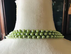 Handcrafted green Czech Pearl custom matching clasp necklace thumbnail 7