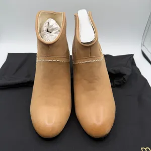Maje Tan Leather Ankle Boots EU 36 US 5.5 Block Heel Whipstitch Portugal thumbnail 2