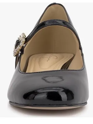 Jessica Simpson Black Patent Mary Jane Flats with Rhinestone Buckle Size 7.5 thumbnail 3