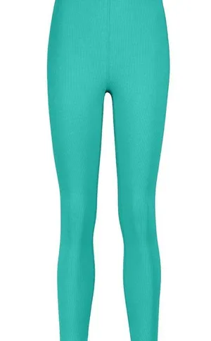 Alo Yoga Teal Blissful High-Waisted Ribbed Leggings Full Length Sz S Athleisure thumbnail 4