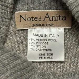 NOTE Di ANITA Sweater Turtleneck OneSz GrayPlaid MerinoCashmere PonchoCheckITALY thumbnail 2