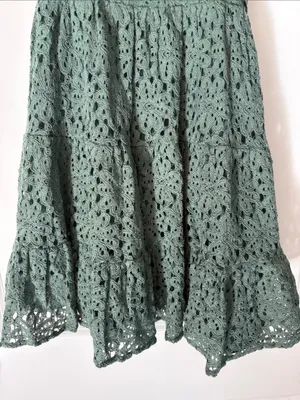 NWT Altar'd State Sage Green Crochet Fit & Flare Mini Dress Size S thumbnail 4