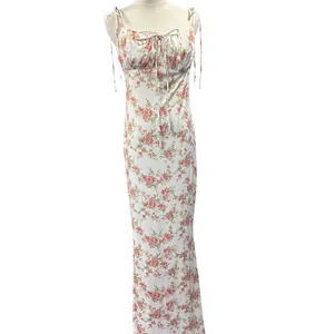 KUTUMAI Women's Summer Floral Bodycon Maxi Dress NWT Coquette Spaghetti Strap LG thumbnail 3