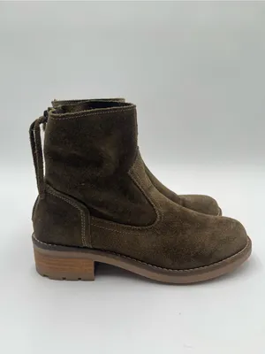 Antonio de Faria Mila Olive Green Suede Ankle Boots Western Zip Portugal Sz 7.5 thumbnail 5