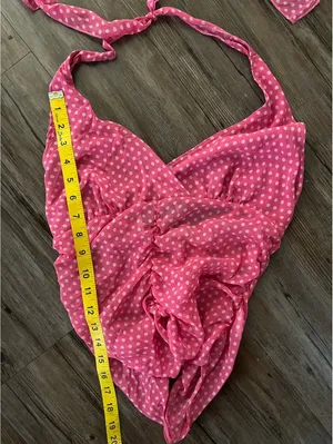 VTG Sirens Pink Polka Dot Halter Top Y2K Sz S thumbnail 5