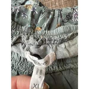 Maurices XL Blouse Womens Boho Green Floral Stretch‎ Neckline Off Shoulder thumbnail 3