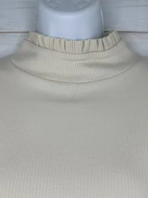 NWOT J. Crew Womens Vintage Rib Ruffle Mockneck in Ivory Size XL thumbnail 4