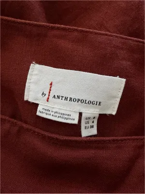 Anthropologie Wide Leg High Waist Linen Pant Button Leg Detail Size 4 thumbnail 7