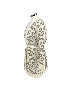 Comfyluxe Leopard Print Luxury Soft Robe Cream Ivory Gray One Size NWT Cozy Core thumbnail 6