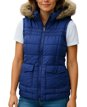 Burton DryRide Fur Trim Snowboard Puffer Vest Purple Small Y2K thumbnail 1
