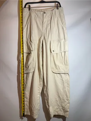 Free People Brentwood Aged Green Slouchy Cargo Utility Pants Cotton Size 8 thumbnail 5